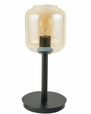 Lampa stołowa Sigma GLOSS czarna bursztynowy klosz 50263