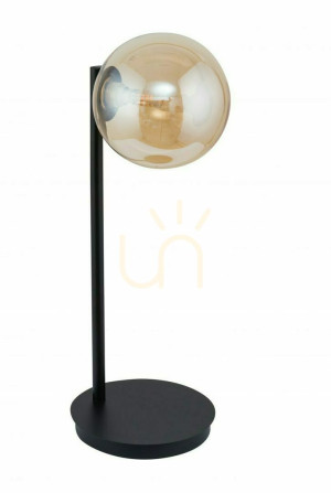 Lampa stołowa Sigma Roma czarna bursztynowy klosz 44 cm 50222