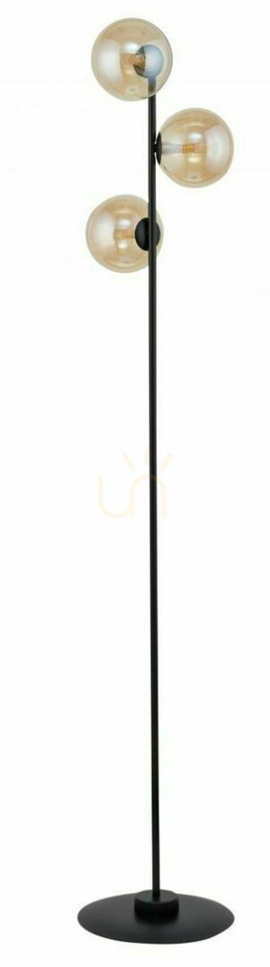 Lampa podłogowa Sigma Roma czarna bursztynowe szkło 3xG9 50224