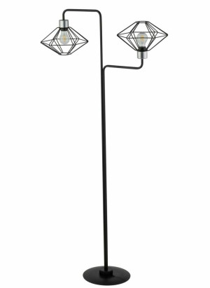 Lampa podłogowa Sigma czarno-srebrna stalowa 2xE27 160 cm 50353