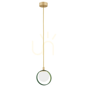 Lampa wisząca ARGON Saturnia opal mat zielona złota 1xG9 LED 8256
