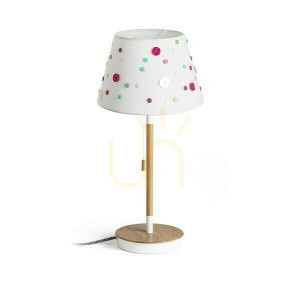 Lampa Stołowa Keith/Delisa Z Usb Biała Guziki/Buk 230 V Led E27 7 W