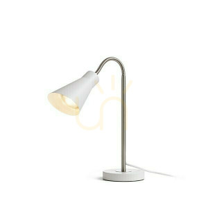 Lampa Stołowa Anika Biała Matowa Nikiel Mat 230 V E27 40 W