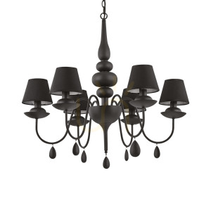 Lampa wisząca Ideallux Blanche 111872 czarna 6xE14 78 cm