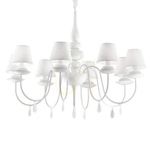 Lampa wisząca Ideallux Blanche SP8 biała 8xE14 92 cm 035574