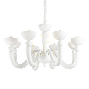 Lampa wisząca Ideallux BON BON 094007 biała 8xE14 95,5 cm