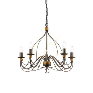 Lampa wisząca Ideallux CORTE 057187 rdzawa 5xE14 64 cm