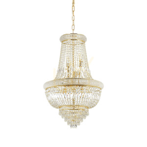 Lampa wisząca Ideallux Dubai 207216 mosiądz kryształ 10xE14 52 cm