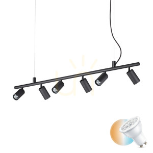 Lampa wisząca Ideallux Dynamite 231396 czarna 6xGU10 115,5 cm