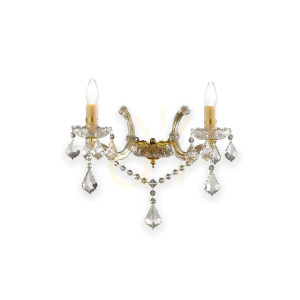 Kinkiet Ideallux Florian 035659 złoty kryształowy 2xE14 43 cm