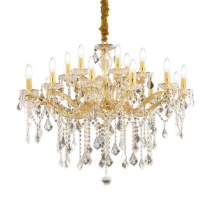 Lampa wisząca Ideallux Florian 075181 złota kryształowa 18xE14 86 cm