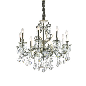 Lampa wisząca Ideallux Gioconda 044934 srebrna 8xE14 73 cm