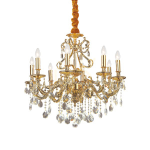 Lampa wisząca Ideallux Gioconda 060514 złota 8xE14 kryształowa 73 cm
