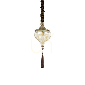 Lampa wisząca Ideallux Harem 115979 mosiądz szkło E27 1x42W 16,5 cm