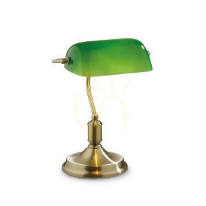 Lampa stołowa Ideallux Lawyer 045030 mosiądz E27 1x60W 26 cm