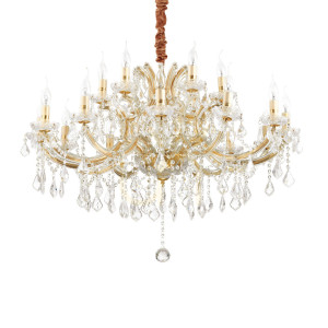 Lampa wisząca Ideallux Napoleon 167411 złota kryształowa 18xE14 96 cm