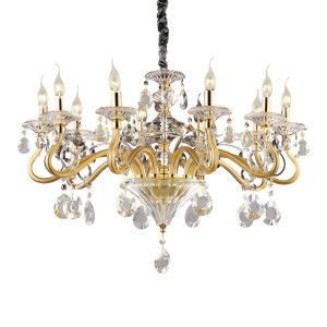 Lampa wisząca Ideallux Negresco 087771 złota kryształowa 10xE14 85 cm