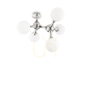 Plafon Ideallux NODI 073712 biały 5xE14 55 cm chrom
