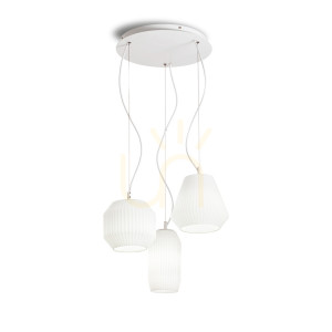 Lampa wisząca Ideallux Origami 198095 biała szklana 3xE27 40 cm
