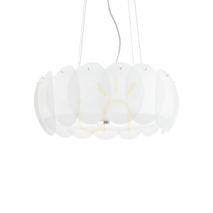 Lampa wisząca Ideallux Ovalino 090481 biała 8xE27 55 cm