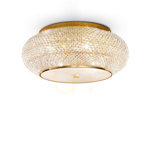 Plafon Ideallux PASHA 165004 złoty kryształowy 14xE14 65 cm