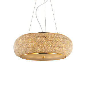 Lampa wisząca Ideallux PASHA 164984 złota 14xE14 kryształowa 65 cm