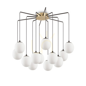 Lampa wisząca Ideallux RHAPSODY 236957 czarna mosiądz 12xG9 Ø65 cm