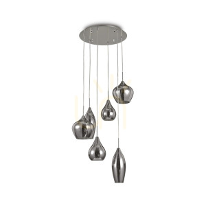 Lampa wisząca Ideallux SOFT 111841 przydymiona 6xE14 60 cm chrom