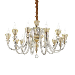 Lampa wisząca Ideallux Strauss 140612 złota 12xE14 szklana 84,5 cm