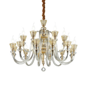 Lampa wisząca Ideallux Strauss 140629 złota 18xE14 szklana 85 cm
