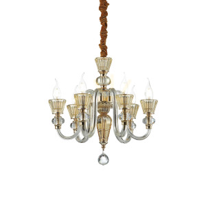 Lampa wisząca Ideallux Strauss 140605 złota 6xE14 szklana 50,5 cm