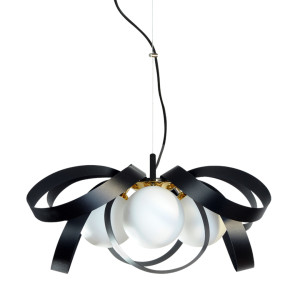Lampa wisząca Zuma Line NELA 1139 FLAT 65CM CZARNO-ZŁOTA
