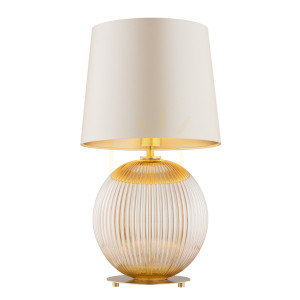 Lampa stołowa Argon Hamilton beżowa mosiądz E27 8535