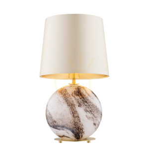 Lampa stołowa Argon Harlem biała marmurek mosiądz 8547