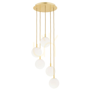 Lampa wisząca Argon Paloma 2183 biała mosiądz szkło E14 5x7W IP20