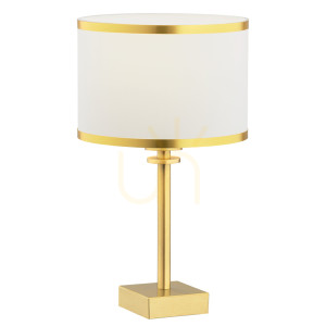 Lampa stołowa Argon Abbano biała z mosiężnym paskiem 8029