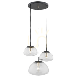 Lampa Wisząca Argon Trini Czarna 3xE27 Szkło Stal 1492