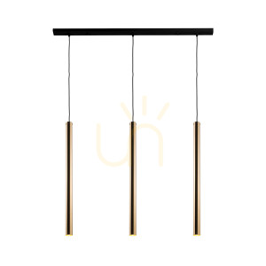 Lampa wisząca Antigo Akadi 3 mosiądz polerowany czarna 100 cm 8885