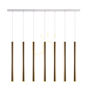Lampa wisząca Antigo Akadi 7 mosiądz polerowany biały 140 cm 8890