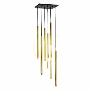 Lampa wisząca Antigo Akadi 8 czarna mosiądz polerowany LED MR11 8891