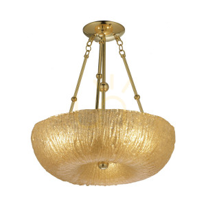 Lampa wisząca Antigo Button 65 6xE27 mosiądz polerowany złoty klosz 8174