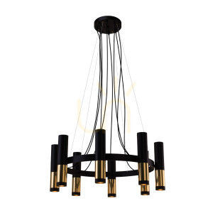 Lampa wisząca Antigo Kavos 8 czarna mosiądz polerowany GU10 8372