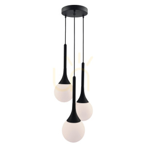 Lampa wisząca Antigo Jun 3 czarna z białym kloszem 5170