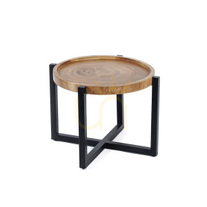 Stolik boczny BAZAR BIZAR Suar Wood naturalny czarny 56x56x40 cm