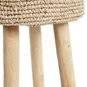 Taboret barowy BAZAR BIZAR naturalny tekowe drewno raffia Island Collection
