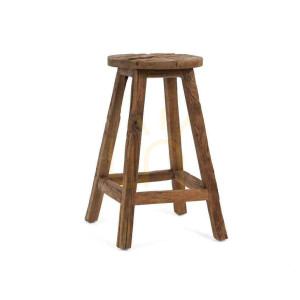 Taboret barowy BAZAR BIZAR Shibori z odzyskanego drewna tekowego, naturalny, Rustic Collection