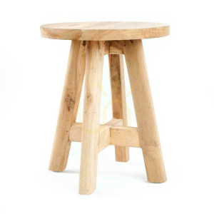 Taboret BAZAR BIZAR Atziri naturalny z drewna tekowego Rustic Collection