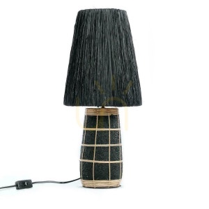 Lampa stołowa BAZAR BIZAR Naxos beżowa z terakoty i trawy 56 cm