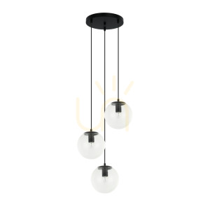 Czarna Lampa Wisząca Sarpo E27 3-punktowa