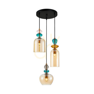 Lampa Wisząca Italux Busco Złota 3-Punktowa E27 PND-30263-3A-BRO-AMB